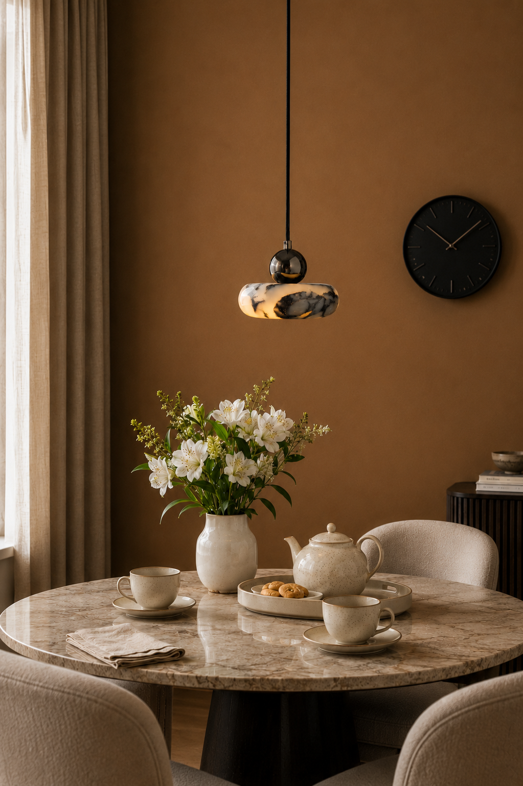 Small bedside Marble Pendant Light | Modern Natural Stone Lamp