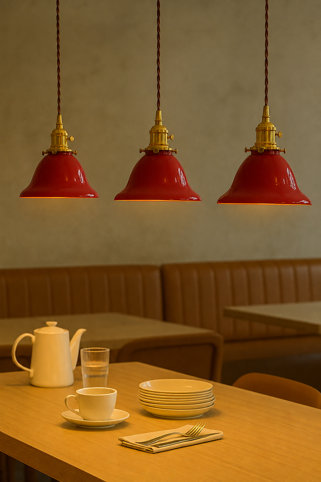 Vintage style Red Glass Pendant lights | Cafe-restaurant spa lighting