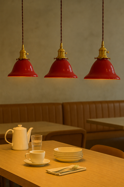 Vintage style Red Glass Pendant lights | Cafe-restaurant spa lighting