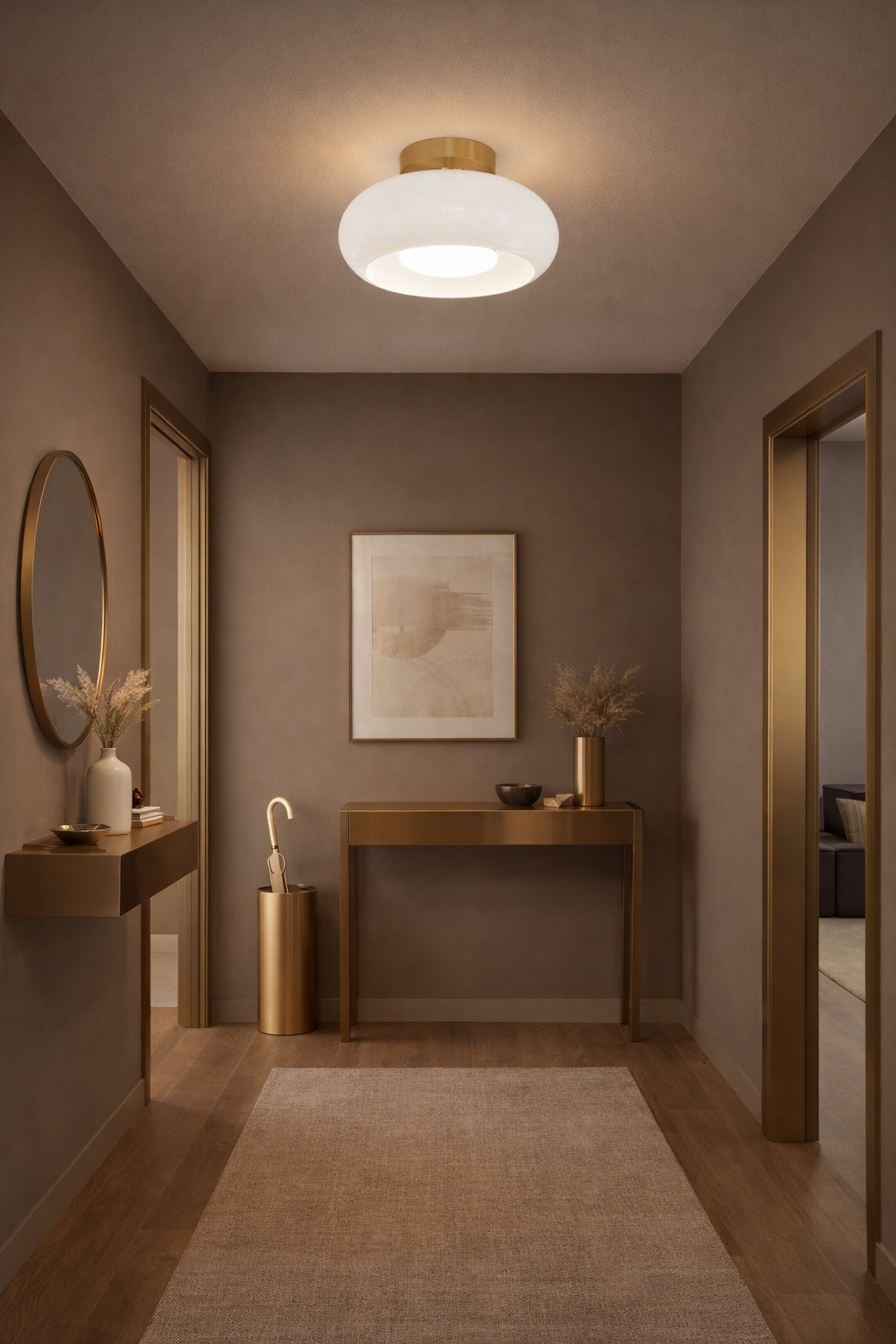 Snowflake white flush ceiling light in hallway