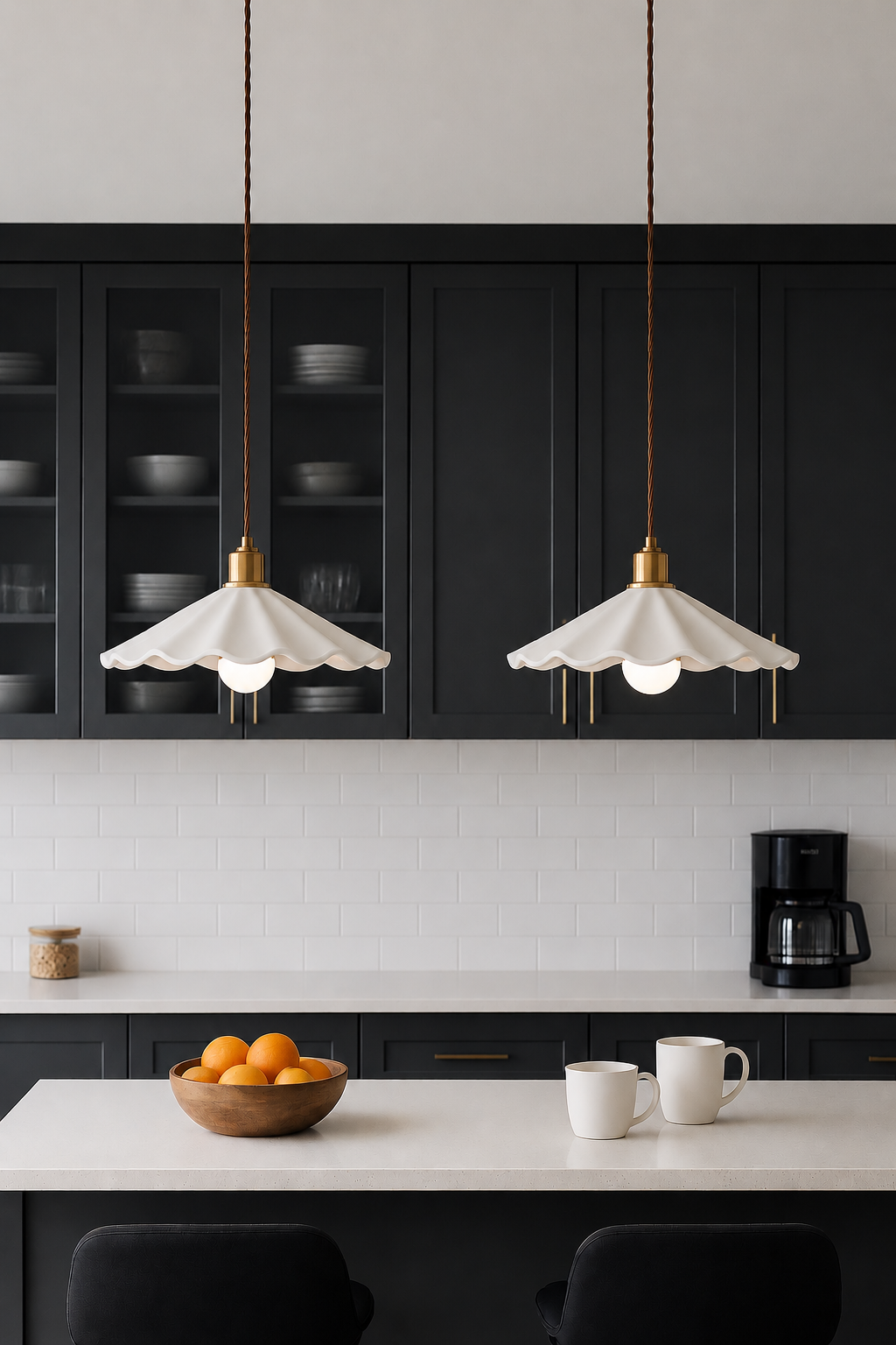 White Ceramic Kitchen Island Pendant Lighting - Modern hanging lamp