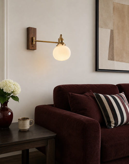 Mid-centaury Modern Swivel Ceramic-Wood Wall light