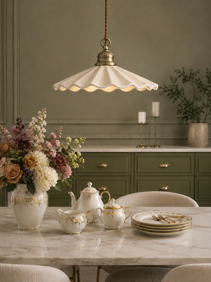 Scalloped Modern Farmhouse Ceramic Ceiling light