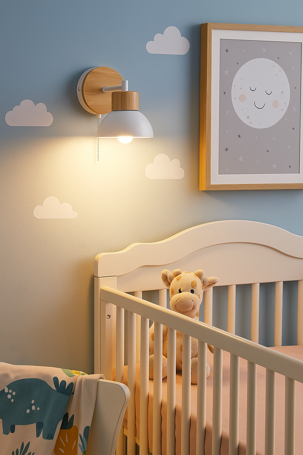 White Nursery room wall sconce - White wood wall sconce