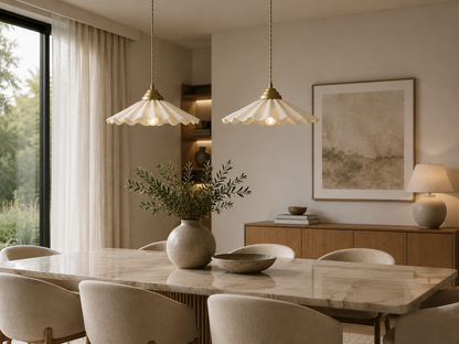 Luxury White ceramic pendant lights featuring at cozy dining space.
