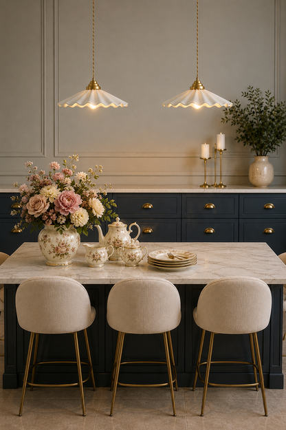 Wave Style Ceramic Pendant Light – Minimalist Farmhouse Hanging Lamp