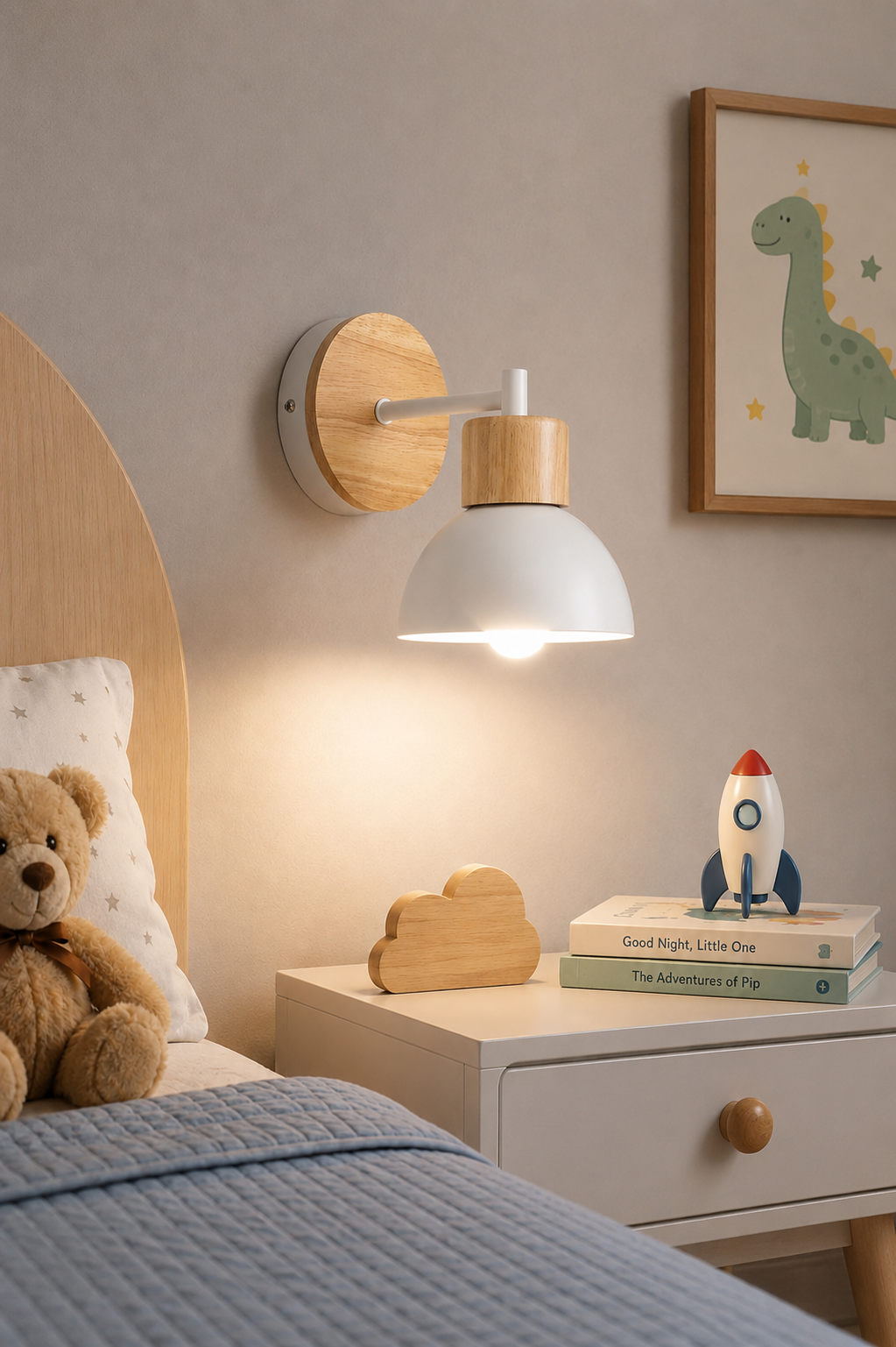 Nordic Macaroon, Kids Room wood wall Lamp