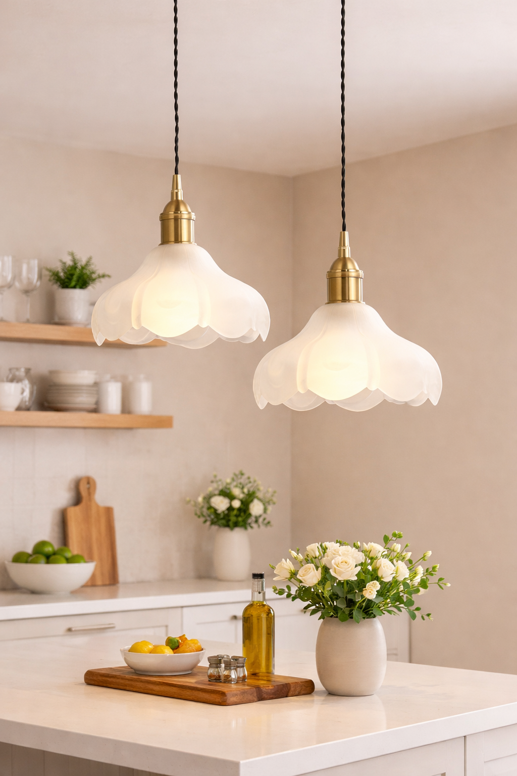 Mid-Century Modern Classic White Opal Hanging Lamp