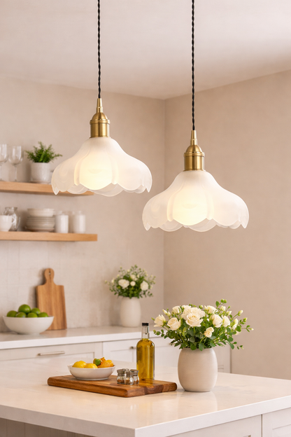 Mid-Century Modern Classic White Opal Hanging Lamp