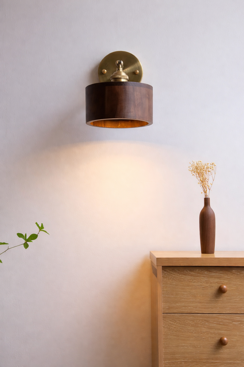 Handcrafted Walnut Wood Wall Lamp-Cottage style sconce